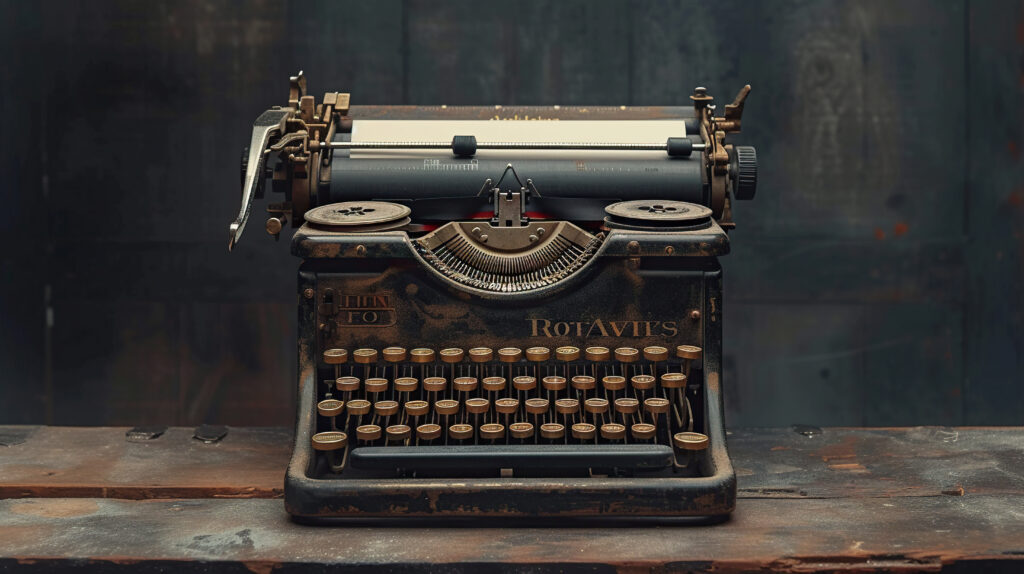 Antique typewriter with cream paper.
